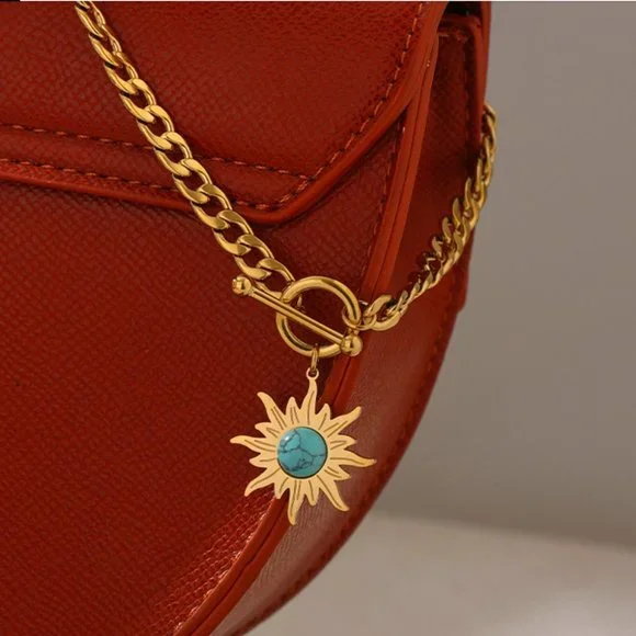 SALE!!  18K gold Sun Flower Pendant Necklace Stainless Steel - Picture 5 of 7